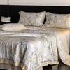 Colcha de Doble Aire Acondicionado para Dormir Desnudo Lyocell Tencel Estampado Digital Floral Americano 50S Lavable a Máquina Colcha de Fibra de Soya