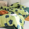 Conjunto de cama minimalista estilo Nantong de quatro peças, adequado para todas as estações, feito de algodão com estampa reativa