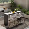 Silla de Bar de Ratán Nórdica para Exteriores, Taburete Alto de Gama Alta, Barra al Aire Libre de Villa Exterior, Silla de Bar de Aleación de Aluminio para B&B
