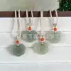 Pingente de Cadeado Nuvem Buda Guanyin de Jade Hetian Natural, Pingente de Jade Feijão das Quatro Estações de Jade Hetian Estilo Tradicional