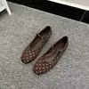 Sapatos Mary Jane Quadrados Retro de Bolinhas Planos Estilo Coreano para Mulheres, Novo Modelo de Verão, Boca Rasa, Versátil, Estilo Noturno, Sapatos de Tira Única