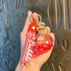 Llavero de botella de arena movediza de oso dragón de aceite acrílico, colgante para llaves de coche y bolso, venta al por mayor, colgante de regalo pequeño y lindo