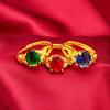 Anillo de moño de oro arena de Vietnam Anillo de diamante de cristal verde rojo azul Moda Anillo abierto para mujer