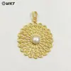 WT-JP364 Nuevo Más Vendido Forma de Flor Incrustada con Perlas Estilo Hueco Colgante Pendientes para Niñas Accesorios de Collar