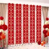 Set de Decoración de Habitación de Boda con Cortinas Largas con el Personaje "Doble Felicidad" para el Nuevo Hogar del Novio y el Dormitorio de la Novia, Decoración de Boda para la Sala de Estar con Guirnaldas