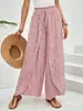 Amazon Tiktoktemu Ropa Europea y Americana para Mujer 2026 Verano Nueva Moda Versátil Floral Abertura Lateral Pantalones Falda de Pierna Ancha