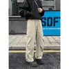 Pantalones Casuales de Seda de Hielo Arrugada Americanos para Hombre Talla Grande Sueltos Tendencia Marca Verano Delgados Transpirables Cargo Pierna Recta