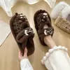 Zapatillas de Algodón Suave con Suela Suave, Lazo, Boca Baja Estilo Coreano, Fondo Plano, Más Terciopelo, Zapatillas de Piel, Estampado de Leopardo, Hogar 2026, Temporada Otoño/Invierno Interior