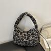 Bolso de Hombro de Lana con Estampado de Leopardo para Otoño e Invierno, Gran Capacidad, Atmósfera Relajada para Viajes, Moda Versátil, Retro, Bolso de Mano