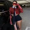 Transfronterizo Otoño e Invierno 2026 Nuevo Estilo Europeo y Americano de Comercio Exterior Personalidad Chica Picante Ajustado Corto Cuello Redondo Color Sólido Top Chaqueta