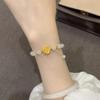 Pulsera de flor de loto Libro Rojo Pequeño Jade blanco Hetian Esmalte de jade Pulsera de oro arenado de 8 mm Generación pequeña y fresca Transmisión en vivo