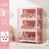 Vitrina de Cristal Rosa para Guardar y Exhibir Artículos, Vitrina a Prueba de Polvo, Armario de Almacenamiento, Vitrina para Figuras