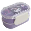Bangduo - Fiambrera Japonesa de Doble Capa para Niños, Caja Doméstica para Conservar Alimentos Frescos, Set de Fiambreras Bento con Compartimentos, Fiambrera de Plástico