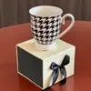 Juego de Taza de Agua de Cerámica Escandinava con Escurridor Sala de Estar Juego de Agua de Bienvenida Hermosa Taza Taza de Té de la Tarde con Rayas de Puntos