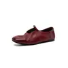 Zapatos de Piel Mary Jane de Piel de Vaca Lavada 2026 Otoño Planos para el Trabajo Puntera Cuadrada Piel Genuina Hebilla Corte Profundo Zapatos de Mujer Talla 42