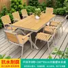 Mesas y Sillas de Exterior para Jardines de Patios, Muebles de Exterior para Villas, Resistentes al Agua y al Sol, Mesas y Sillas de Plástico Madera para Ocio al Aire Libre, Mesas y Sillas de Exterior para Terrazas