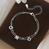 Pulsera de Cintura de Plata S999 para Pies Caída Otoño/Invierno Nueva Doble Capa Hombre Pequeño Estilo Minimalista Suave Adornos de Mano Dulces para Mujer