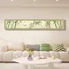Pintura Decorativa para Sala de Estar Estilo Crema Francesa Ligera Flor y Pájaro Verde Banderín Estrecho Largo Colgante de Pared Mural de Alto Nivel