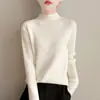 Suéter de canalé para mujer con cuello alto medio, nuevo estilo otoño/invierno 2025, top de punto para capa interior, pieza única para dropshipping