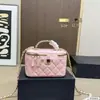 Bolsa para lonchera LP, bolso de piel de grano superior color caviar para mujer, bolso cruzado de patrón de diamante con eslabones de cadena, bolso de hombro cuadrado pequeño, estilo inspirado en Chanel