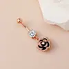 En stock Venta Caliente Perforación Corporal Humana Anillo de Uña de Diamante Rosa Moda Distintivo Uña Camelia Hebilla de Uña