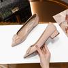 Zapatos de Punta con Hebilla V para Mujer Primavera 2024 Dulces Combinan con Todo Suela Suave Warren Tacón Grueso Tacón Alto Zapatos de Dama de Honor No Cansan los Pies