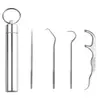 Estuche de Palillos de Acero Inoxidable 304 Carrito Portátil de Almacenamiento Cuidado Metálico para Limpieza Interdental Bucal