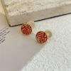 Pendientes de tachuela con carácter fu rojo diseño de nicho femenino pendientes de alto sentido estilo chino pendientes de Año Nuevo pendientes de tachuela con carácter de la suerte