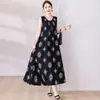 Novo Vestido de Algodão e Seda para Mulheres 2026, Moda de Verão de Alto Padrão, Corte Solto, Sem Mangas, Longo, em Algodão Artificial