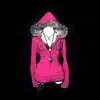 Moda Femenina 2026 Nuevo Estilo Callejero Americano Tendencia Sudadera con Capucha Cremallera Cintura Ajustada con Pedrería Cuello de Piel Sudadera Lulu