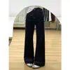 Pantalones de Pierna Ancha Pequeños de Color Azul Tannin con Sentido del Diseño Estilo Americano de Alta Cintura Micro-Campana Sueltos Ajustados Adelgazantes