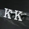 Gemelos de Letra Plateados Mayúsculas A-Z Gemelos para Camisa Francesa Larga Duración En Stock Venta Caliente Transfronteriza Material de Hierro Exportación