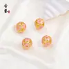 Cuentas Redondas de Flor de Ciruelo Huecas de Cloisonné Tradicional, Cuentas Espaciadoras Azules Quemadas con Esmalte de Goteo de Aceite con Agujero Pasante, Accesorios para Pulseras DIY