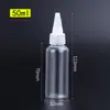 Botella exprimible de 50/100 ml, Botella transparente de boca puntiaguda, Botella pequeña vacía, Botella dispensadora de loción de plástico blando para pegamento, Botella cuentagotas, Botella de pintura
