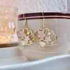 Novo estilo chinês leve luxo high-end estilo nacional pequeno fresco elegante brincos estilo mori lindo leque de flor de cerejeira gancho de orelha oco