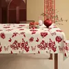 Mantel de boda rojo para un ambiente festivo en el hogar de los recién casados, adecuado para la mesa de centro o la mesa de comedor de la sala de estar, forma rectangular