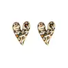 Pendientes de Aleación con Forma de Corazón de Melocotón, Estampado de Leopardo, Pintura en Spray, Set de Múltiples Piezas para Mujer, de Moda, Europeos y Americanos, Transfronterizos, de Venta Caliente, Personalizados