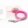 Guia de Cachorro com Sino, Coleira para Pet, Conjunto de Passeio para Cachorro Pequeno, Estampa de Patinha, Guia para Gato de Porte Pequeno e Médio