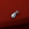 Acessório de pingente em formato de coração de prata de lei S925 para pulseira de cristal artesanal DIY, acessório de corda trançada, material de joia de prata