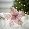 Decoraciones Navideñas Flores Navideñas Artificiales Arreglo Floral de Tela Adornos Decorativos Terciopelo Lentejuelas Flores de Navidad Amazon