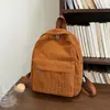 Mochila Escolar Tendencia de Moda Versátil Mochila de Pana Estilo Invierno Simple Color Sólido Gran Capacidad Mochila Casual