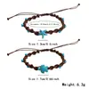 Pulseira de Concha de Tartaruga Turquesa Estilo Oceano para Praia, Venda Quente Transfronteiriça, Pulseira Trançada Feita à Mão, Pulseira de Casal