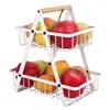 Cesta de Frutas de Ferro Removível Camada Dupla Camada Tripla Cesta de Alça Cesta de Armazenamento de Pão Lanche para Sala de Estar Cozinha Suporte de Armazenamento
