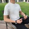 Camiseta de manga curta masculina Solid Color Net Edition Meia manga malha T-shirt Primavera estilo coreano Slim-fit moda redonda pescoço base camisa