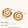 Venta caliente transfronteriza europea y americana moda personalidad simple acero inoxidable chapado en oro de 18 quilates estilo humo espiral pendientes de botón creativos para mujer