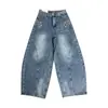 Foto Real 2026 Outono Novo Vintage Lavado Perna Curva Perna Larga Jeans Feminino Cintura Alta Calça Comprida Estilo Napoleão