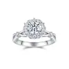 Anillo de Plata 925 con Moissanita, Anillo de Boda de Lujo Ligero de Moda de Nicho de Gama Alta, Anillo de Lujo Ligero Estilo Ins para Mujer, En Stock Transfronterizo