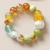 Pulseira de múltiplas contas de cristal amarelo natural e fluorita verde para mulheres, requintada e de nicho, traz boa sorte e é um presente para namorada ou amiga, atacado