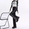 Jeans Preto Wide Leg Feminino Verão 2024 Tendência Versátil Novo Cintura Alta Solto Reto Calça de Barra Reta