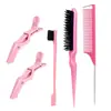 Pente de cabelo de fábrica três fileiras de saco plástico pente de cabelo agulha de aço cauda de rato pente para desfiar pincel de sobrancelha pincel para linha do cabelo ferramentas de modelagem